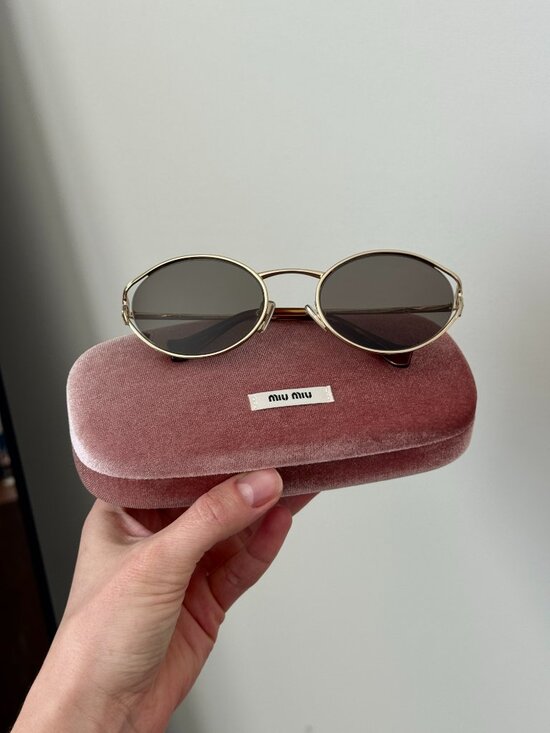 Miu Miu Women Sunglasses LOGO Pale Gold Grey Oval MU52YS ZVN80Q NEW AUTHENTIC main image 12